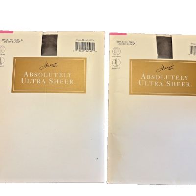 2 Hanes Absolutely Ultra Sheer Pantyhose Color Barely Black  Size D NIP Hosiery